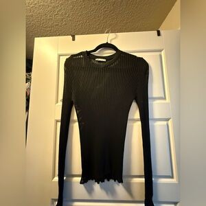 Zara Black Ribbed Long Sleeve Top